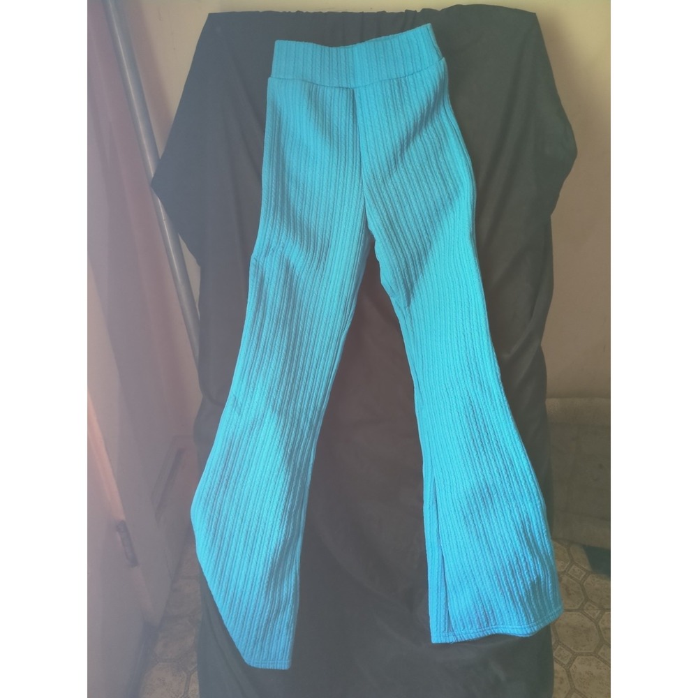 Storets High Waist Polyester Blue Ribbed Pants Sz S